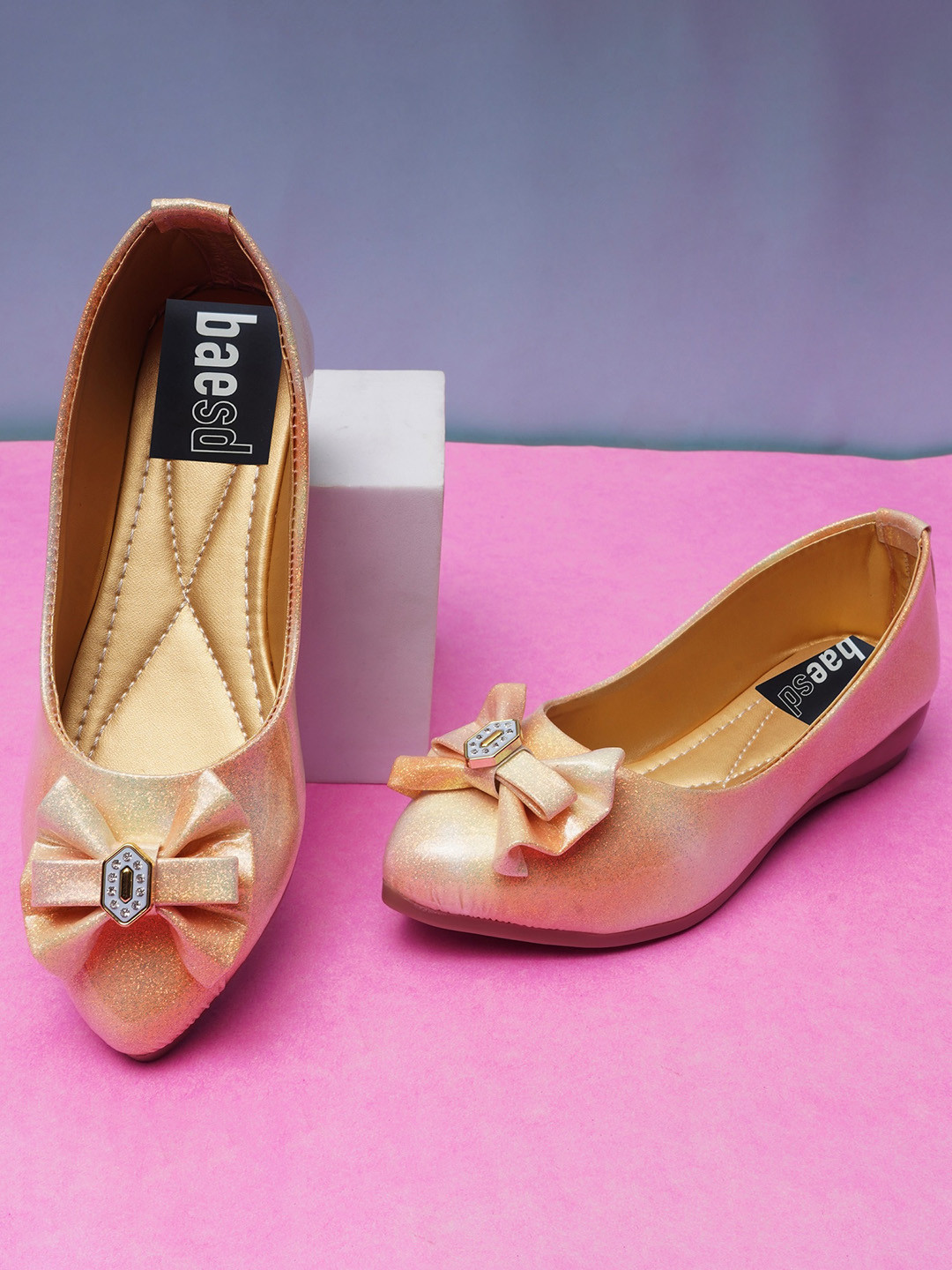 BAESD Girls Bow Embellished Ballerinas