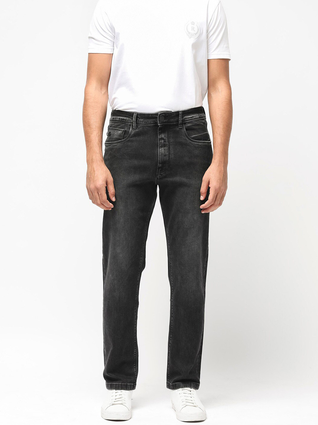 RARE RABBIT Men Batten Mid-Rise Cotton Slim Fit Jeans