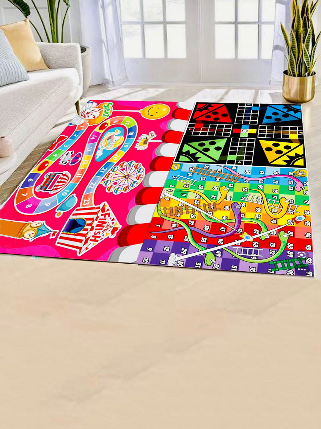 MUREN Kids Play Mat- Snake & ladder-Ludo-Town