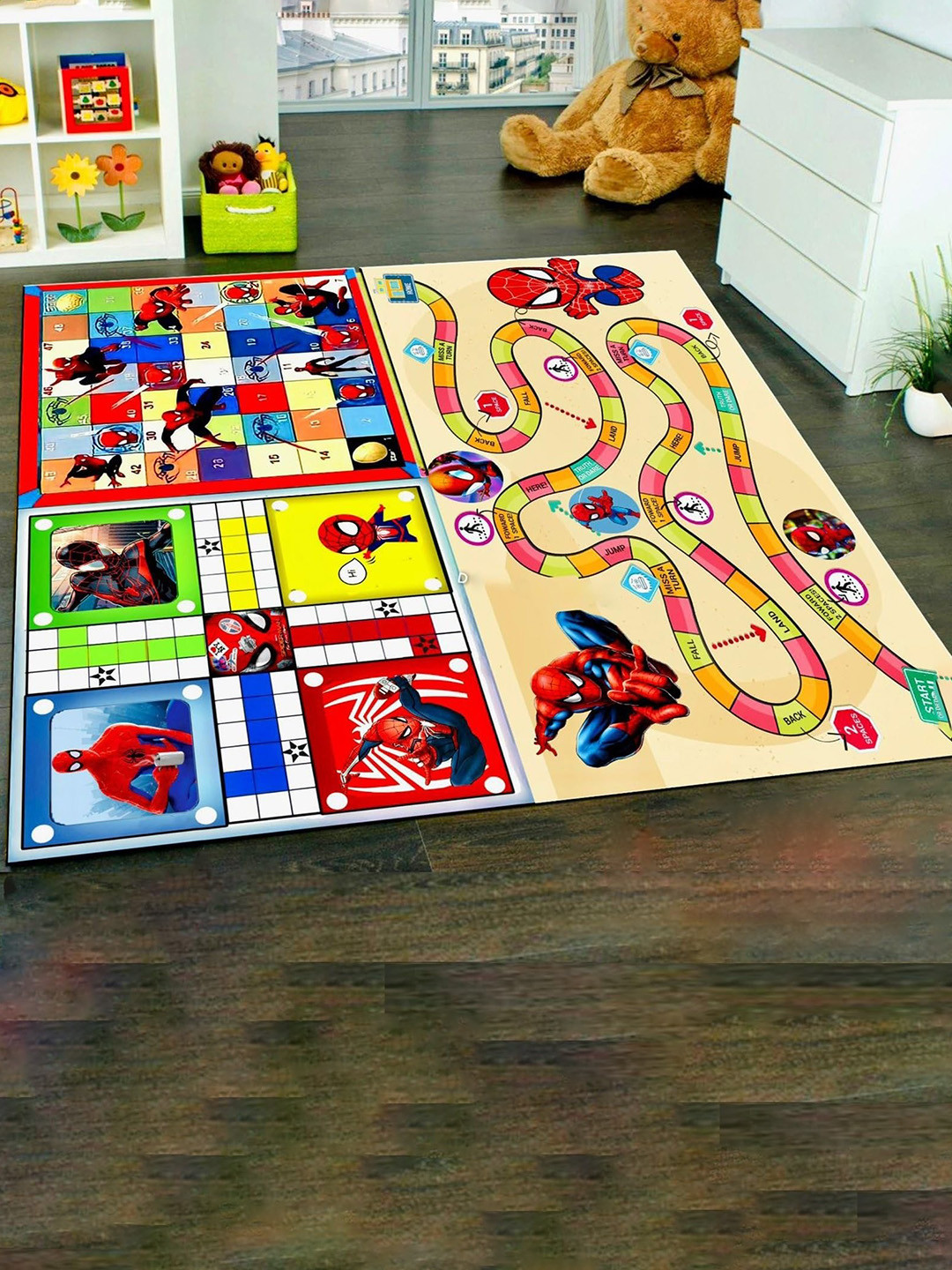 MUREN Kids Printed 3 In 1 Snake & Ladder-Ludo-Town Floor Play Mat