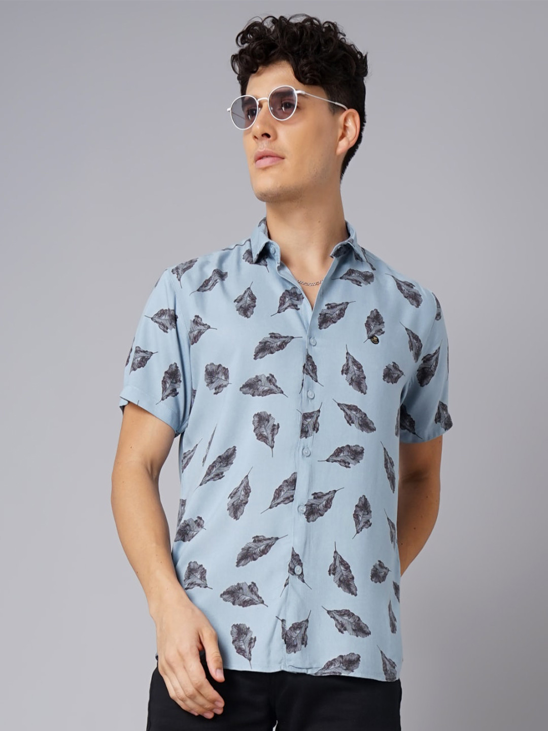 PAUL STREET Conversational Printed Spread Collar Slim Fit Casual Shirt