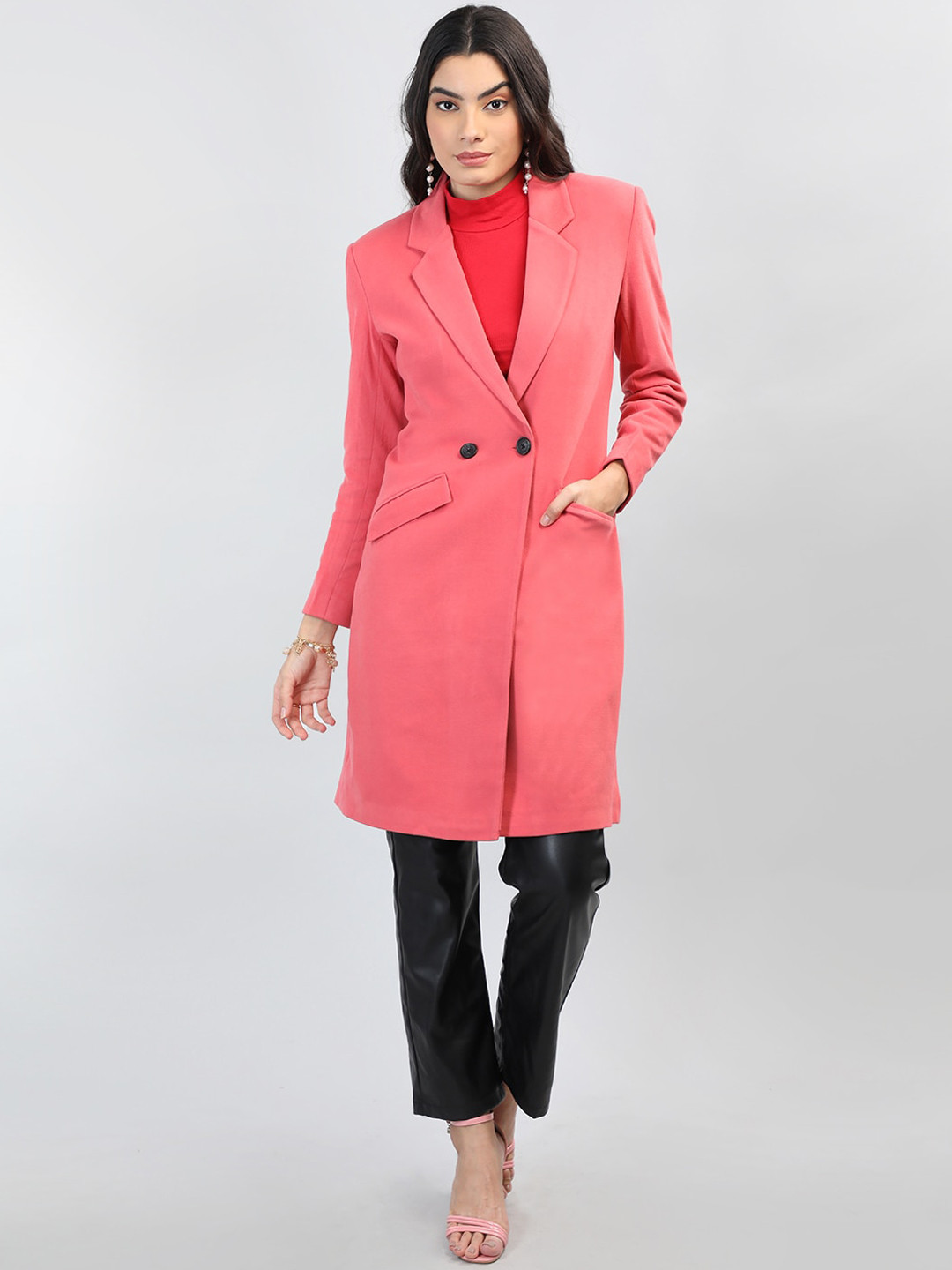 Dlanxa Doble Breasted Woolen Longline Overcoat