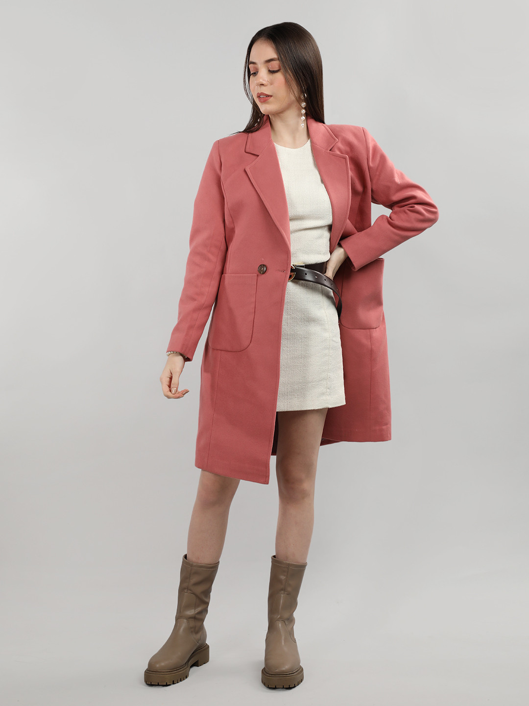 Dlanxa Doble Breasted Woolen Longline Overcoat