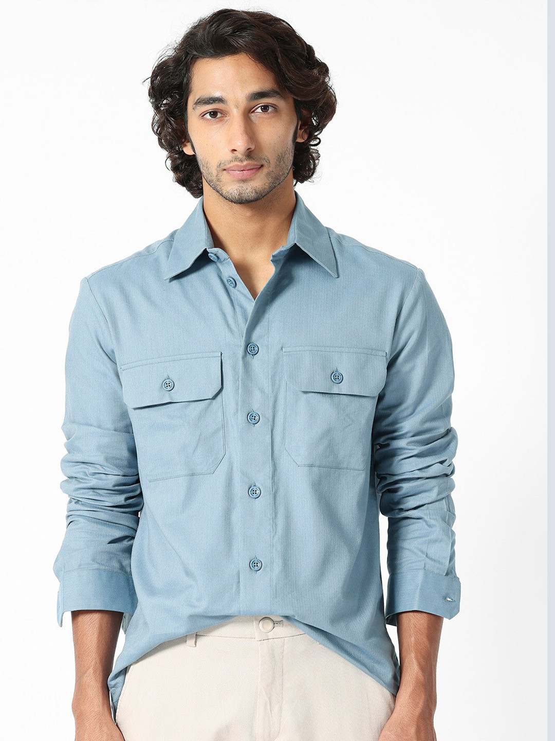 RARE RABBIT Men Lampil Regular Fit Spread Collar Cotton Slim Fit Shirt