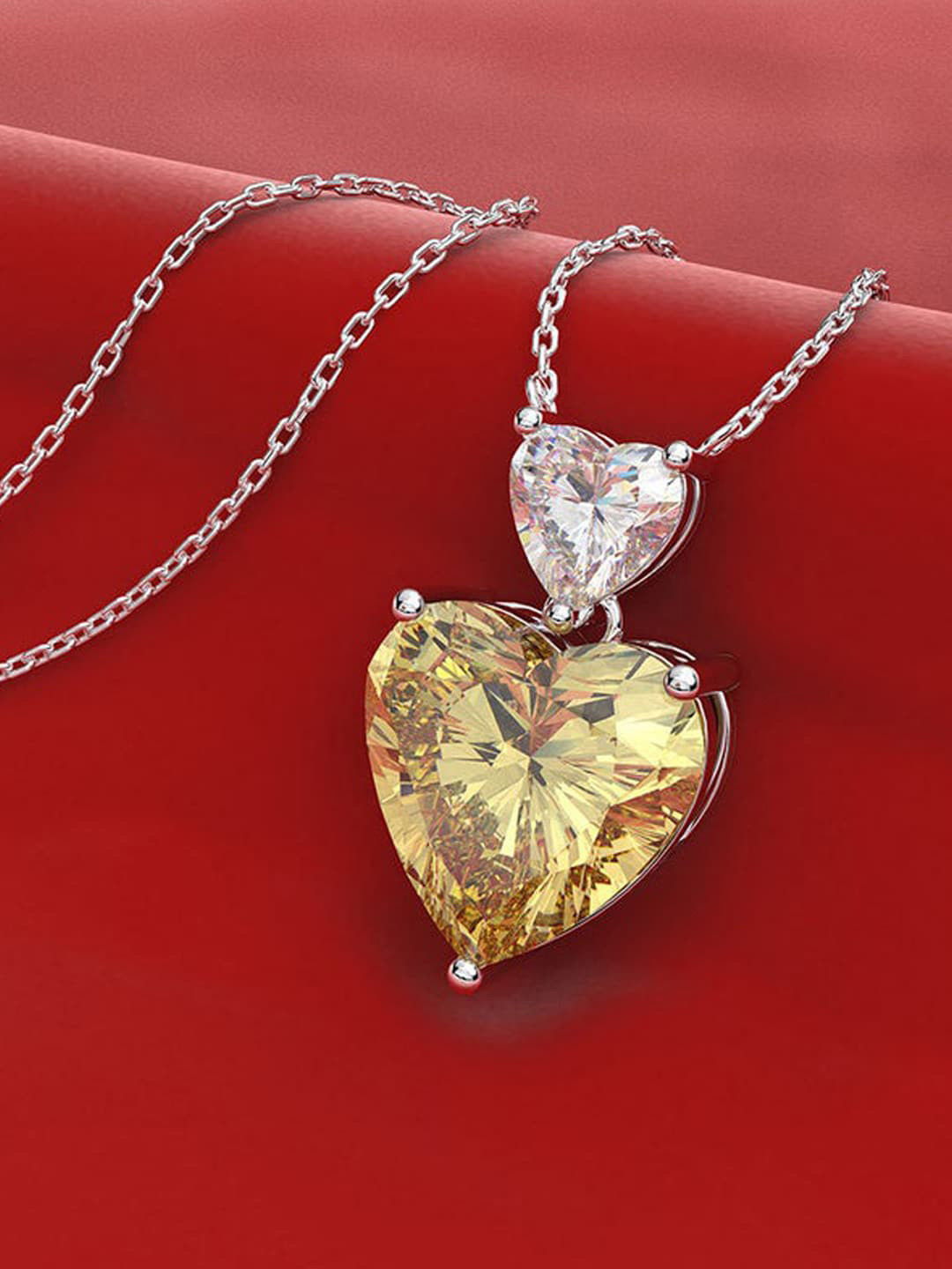Designs & You Silver-Plated AD-Studded Heat Shaped Pendant