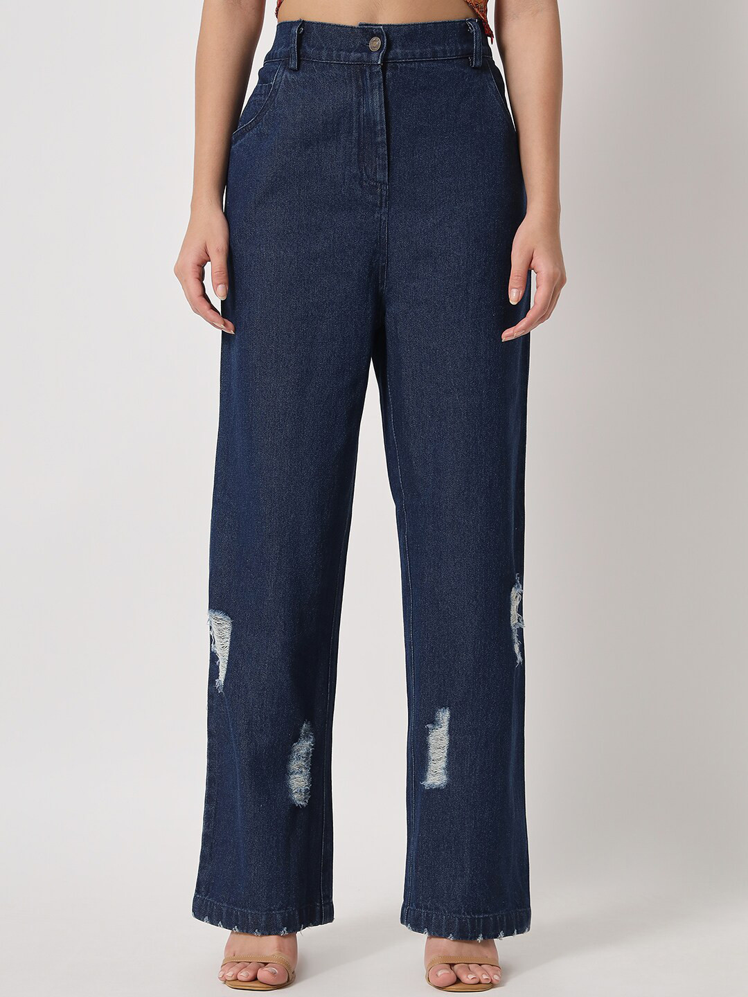 Chemistry Women Flared High-Rise Low Distress Denim Jeans