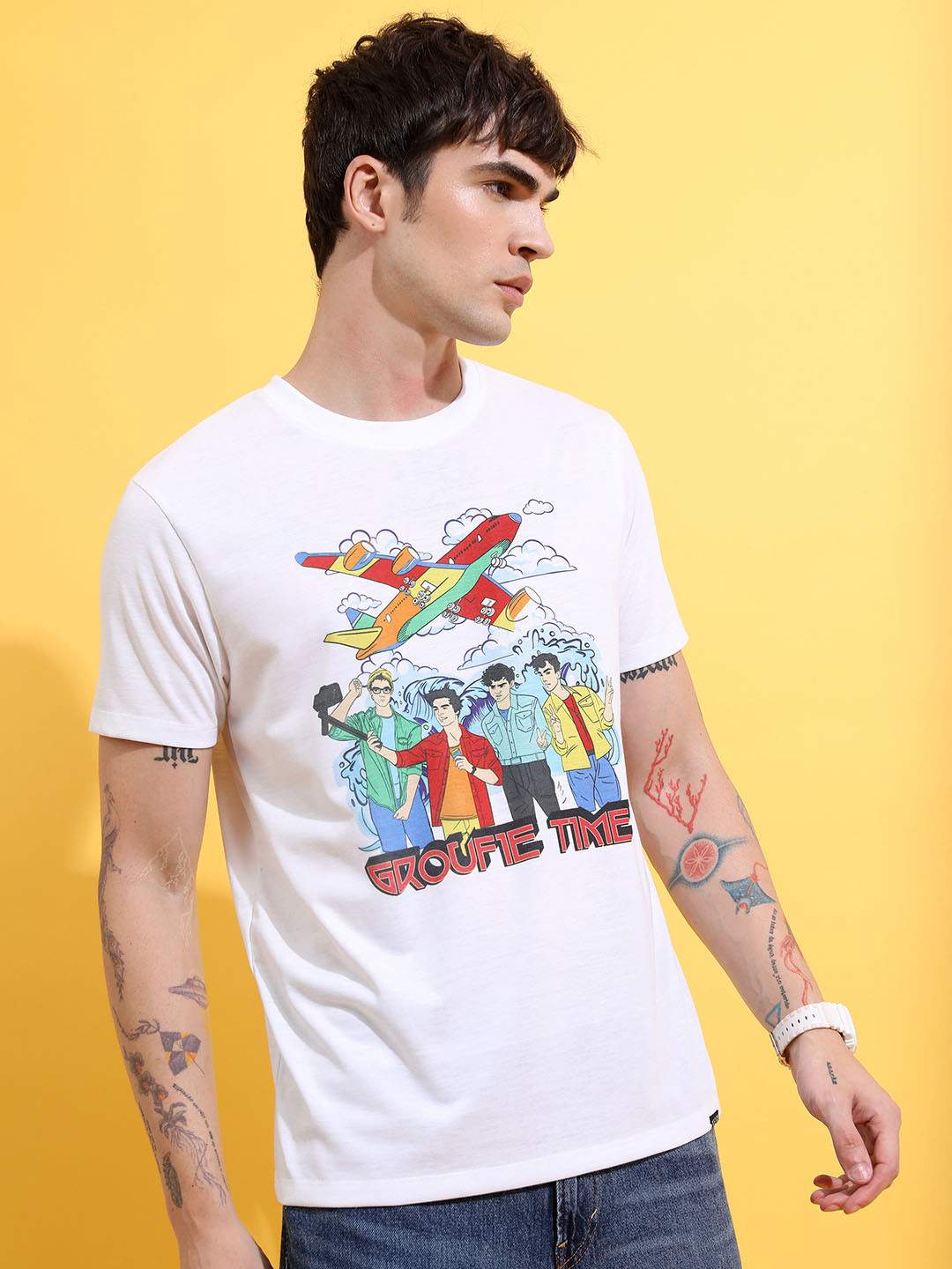 KETCH White Printed Relaxed Fit T-shirt