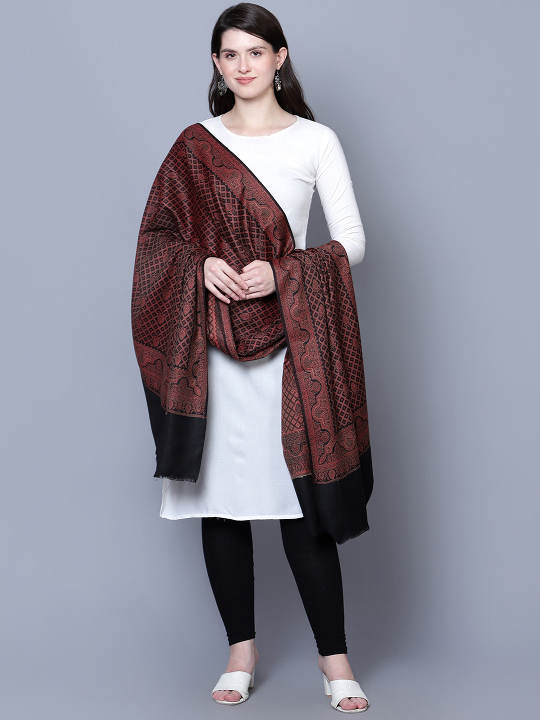 Mizash Woven Jamawar Design Woollen Shawl