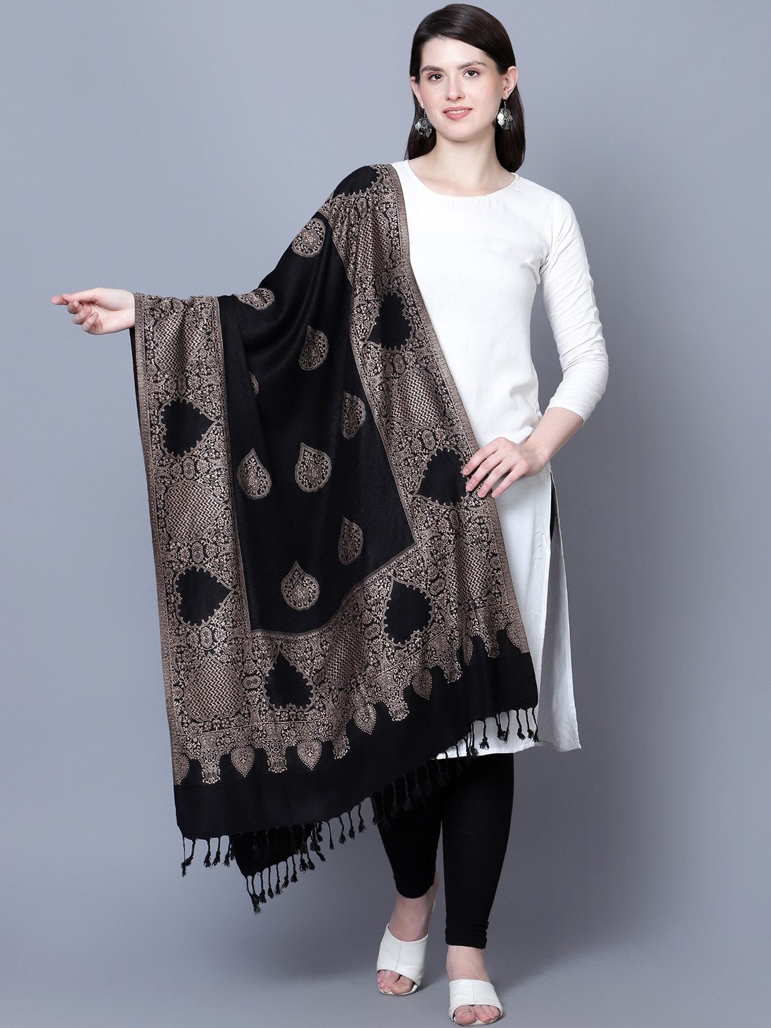 Mizash Woven-Design Woollen Shawl