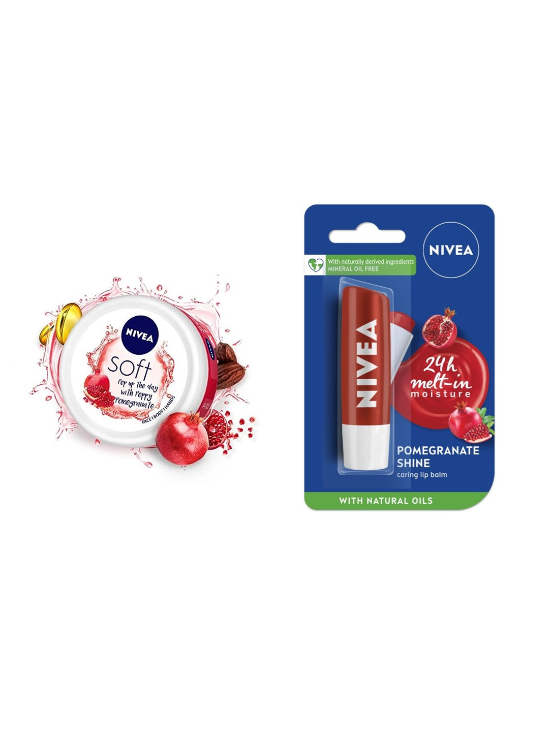 Nivea Peppy Pomegranate Combo - Moisturising Cream 200ml & Lip Balm 4.8g
