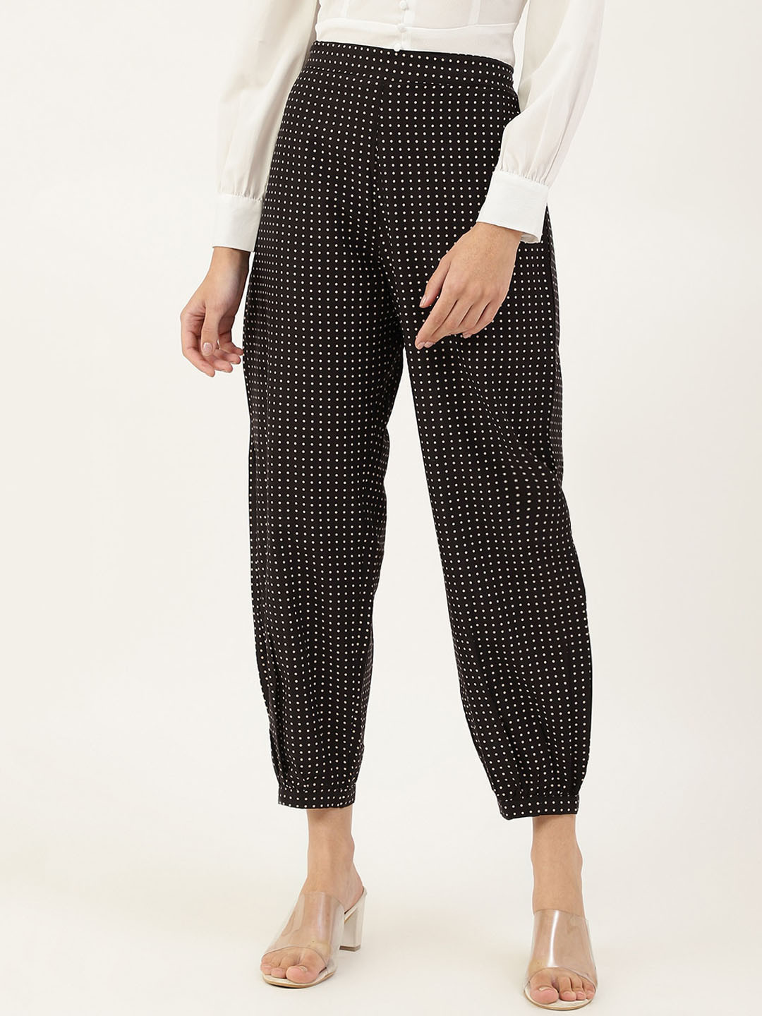 KALINI Women Polka Dots Printed Relaxed Wrinkle Free Trousers