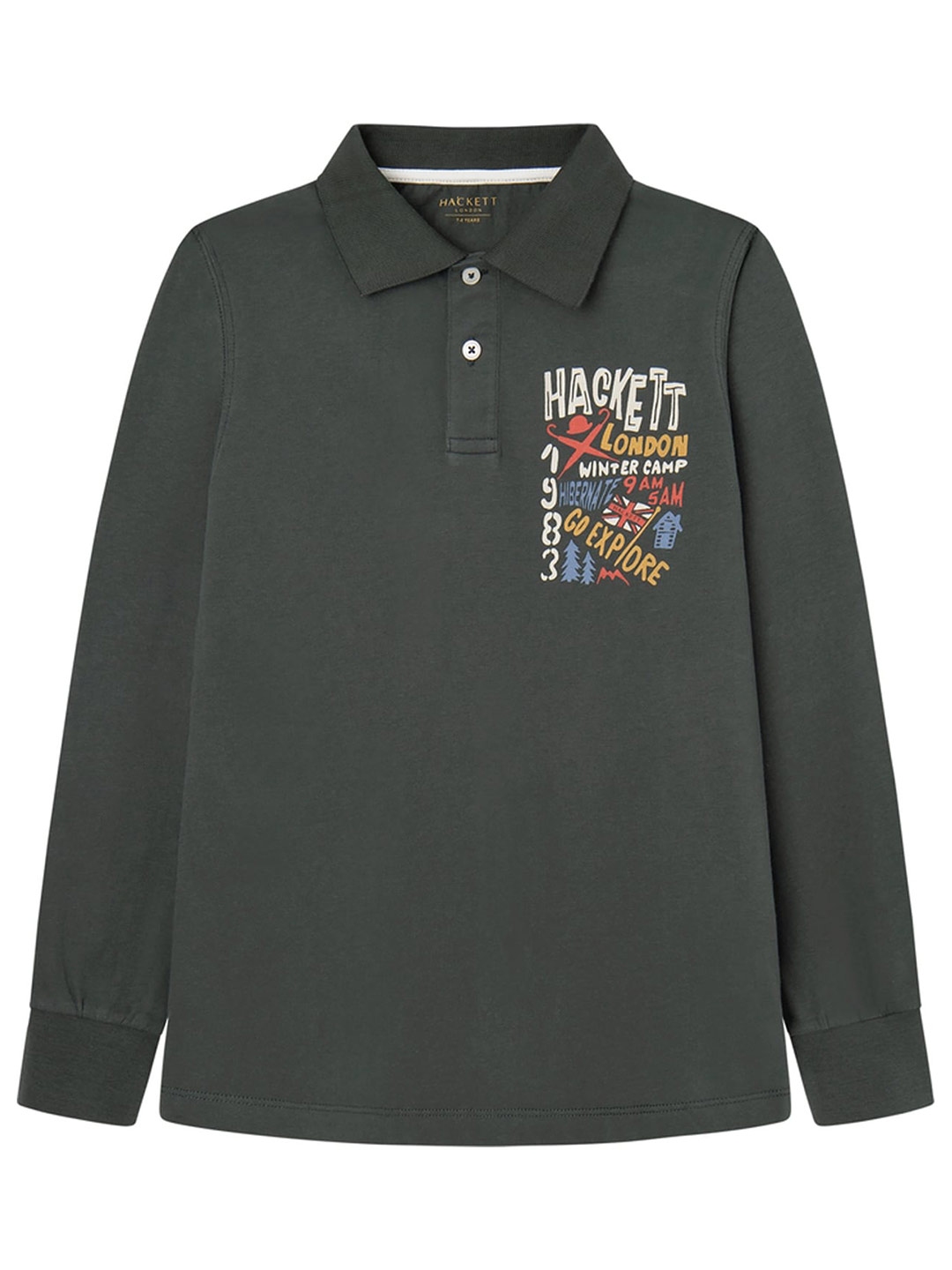 Buy HACKETT LONDON Boys Typography Printed Polo Collar Long Sleeve