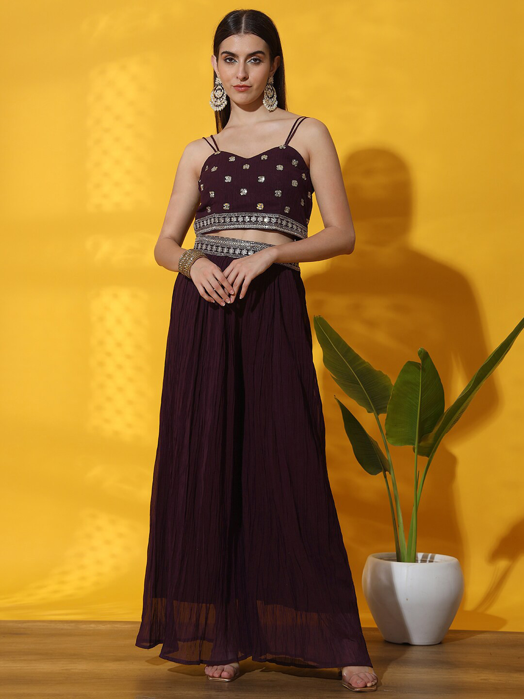 Chhabra 555 Embellished Shoulder Straps Co-Ords With Jacket