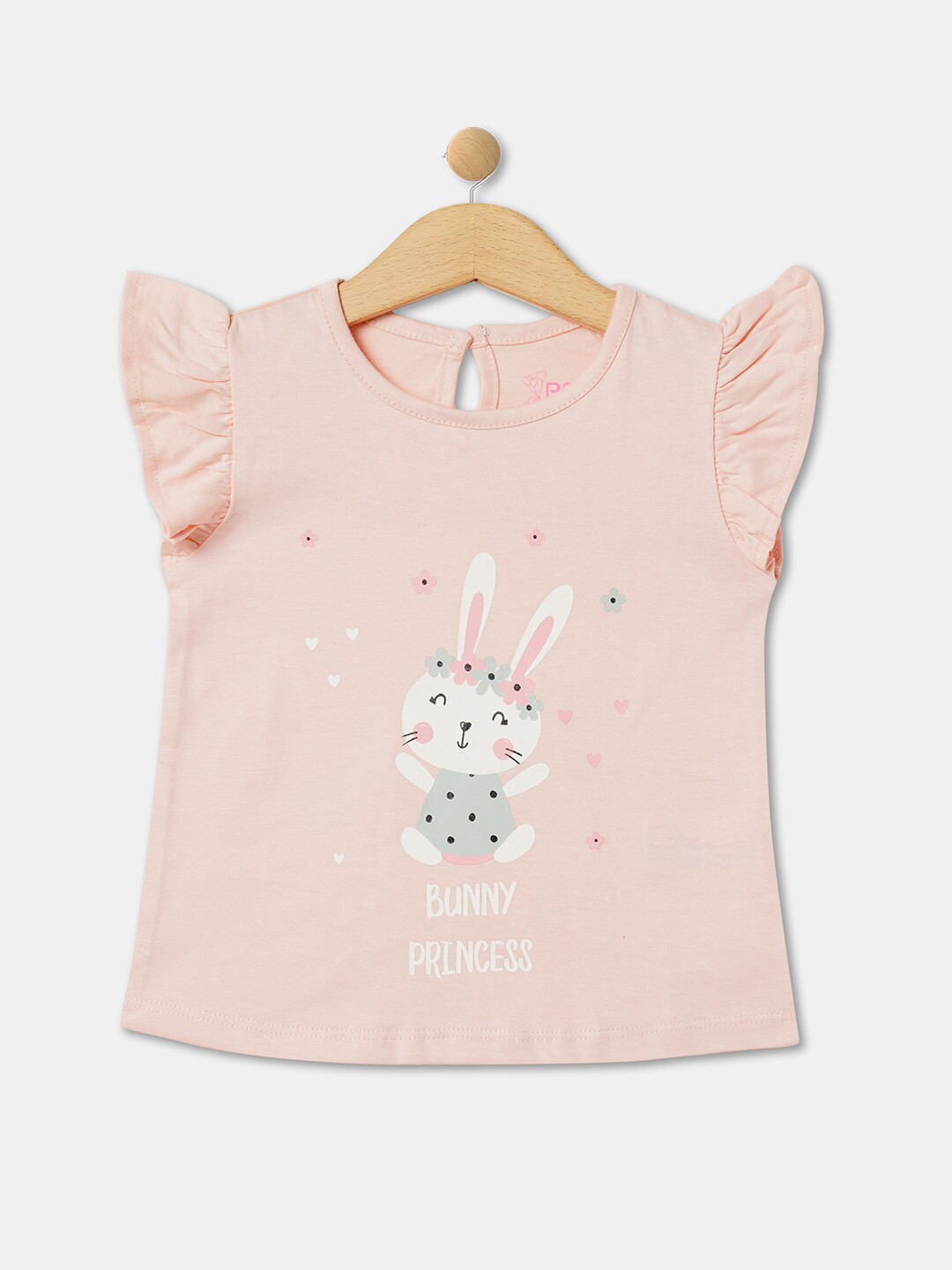 R&B Girls Graphic Printed Cap Sleeve Cotton T-shirt