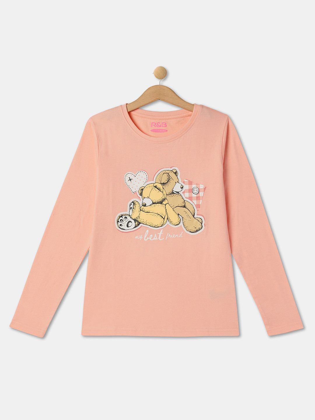 R&B Girls Regular Fit Graphic Print Round Neck Short Sleeve Cotton T-shirt