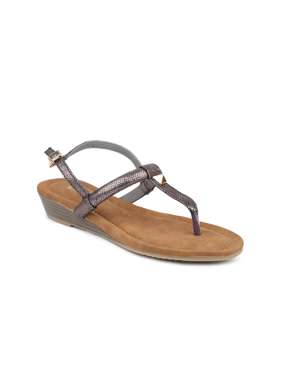 Inc 5 Textured T- Strap Wedges With Buckle Closure