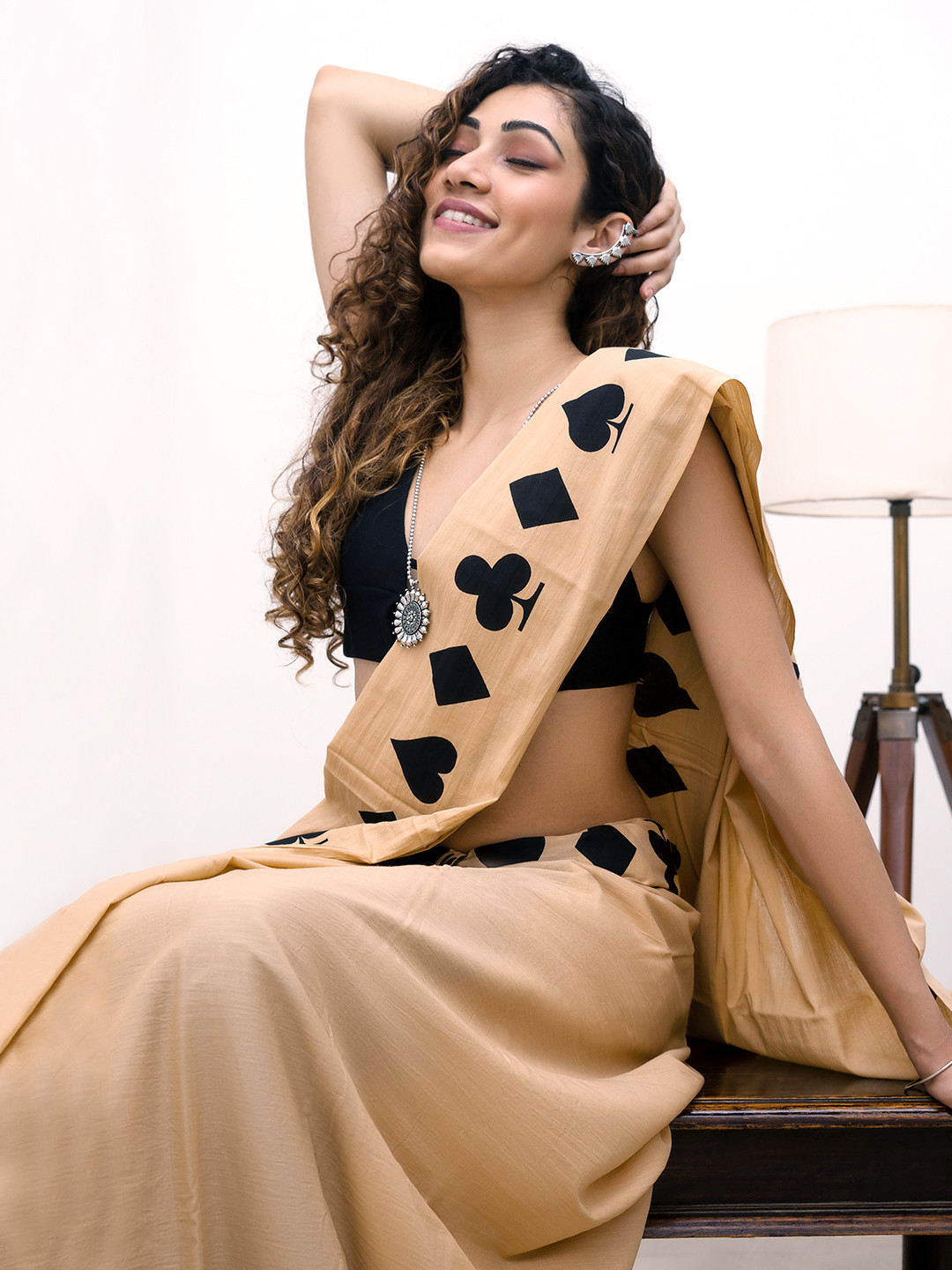 TEEJH Printed Border Pure Cotton Saree