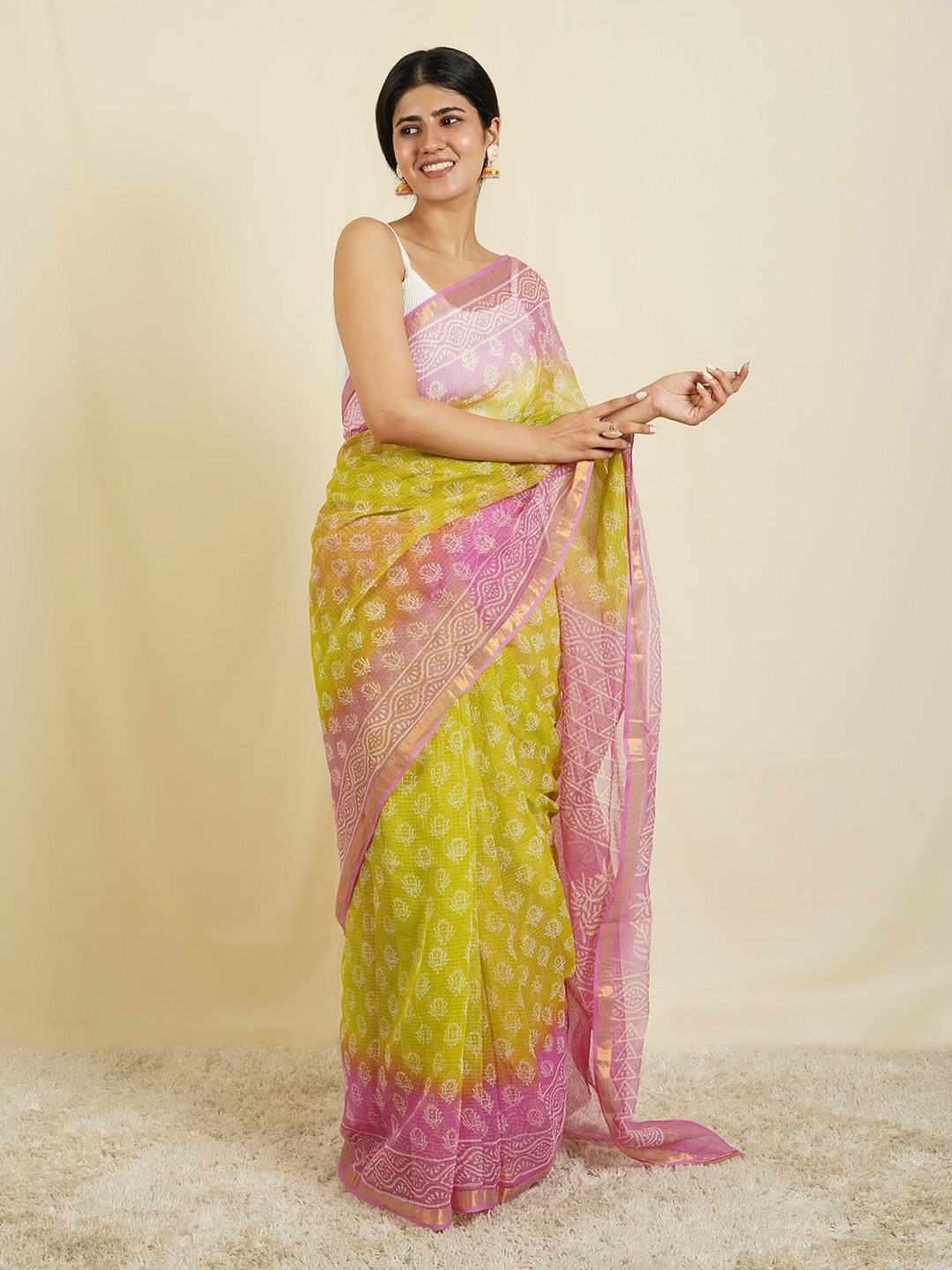 TEEJH Floral Zari Kota Saree