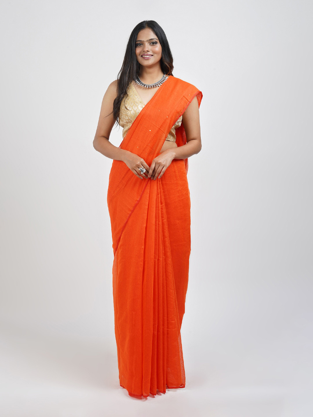 TEEJH Embellished Sequinned Silk Cotton Saree