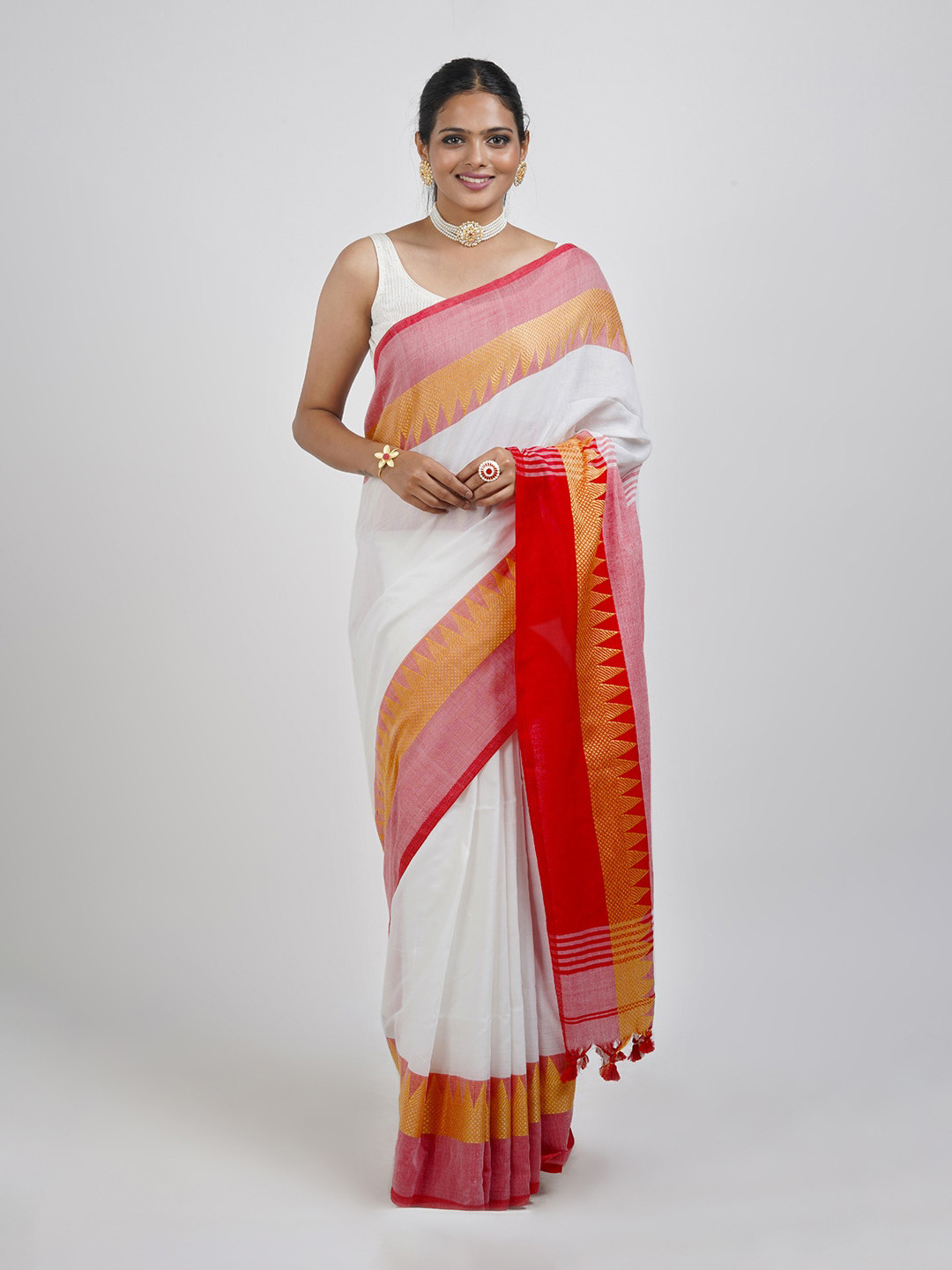 TEEJH Pure Cotton Saree With Woven Design Border