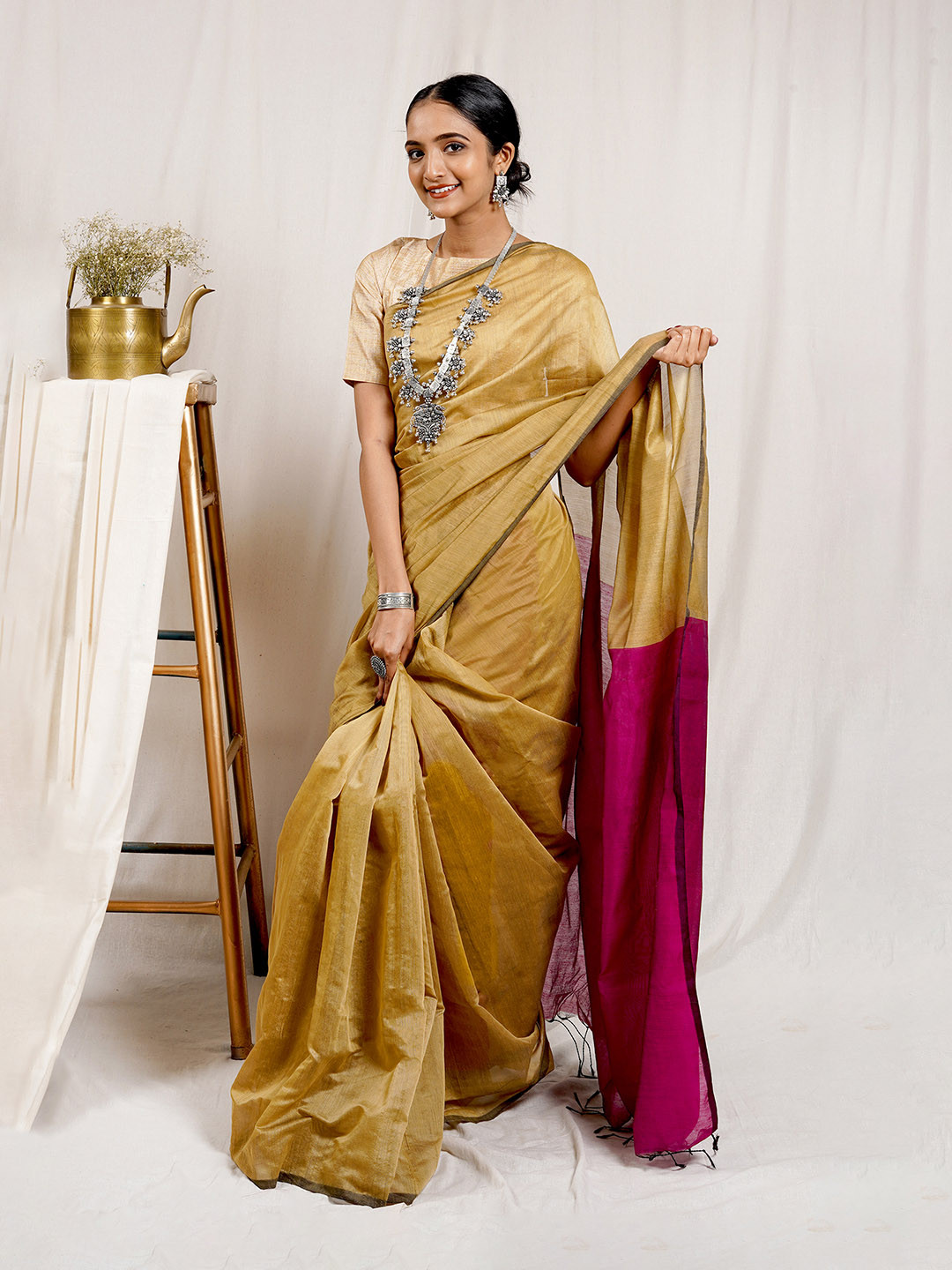 TEEJH Silk Cotton Half & Half Saree