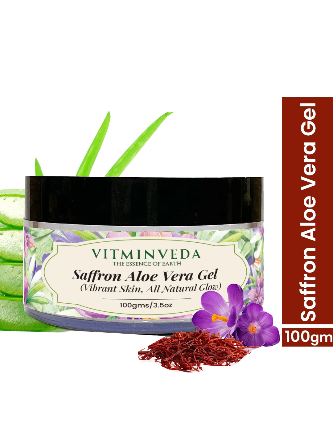 VITMINVEDA Pure Natural Saffron Aloe Vera Gel For Vibrant Skin - 100g