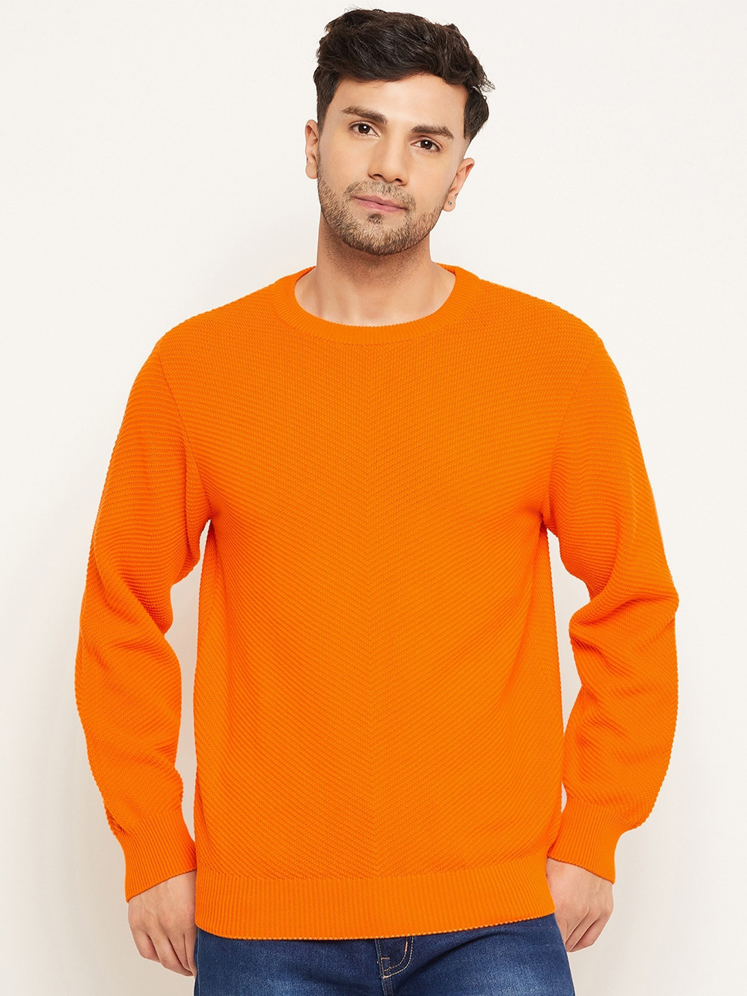 Club York Cable Knit Self Design Cotton Pullover Sweaters
