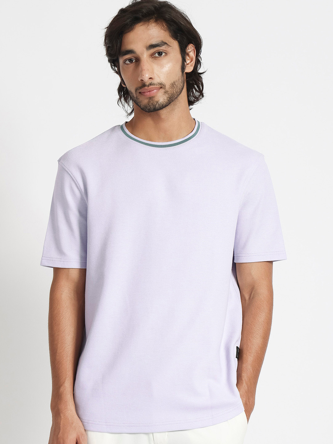 RARE RABBIT Men Bueno Slim Fit Cotton Pastel T-Shirt