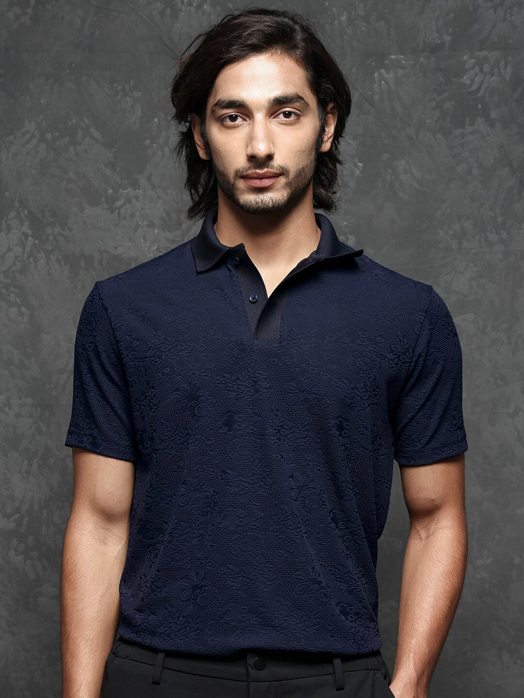 RARE RABBIT Men Criuse Polo Collar Slim Fit Cotton T-Shirt