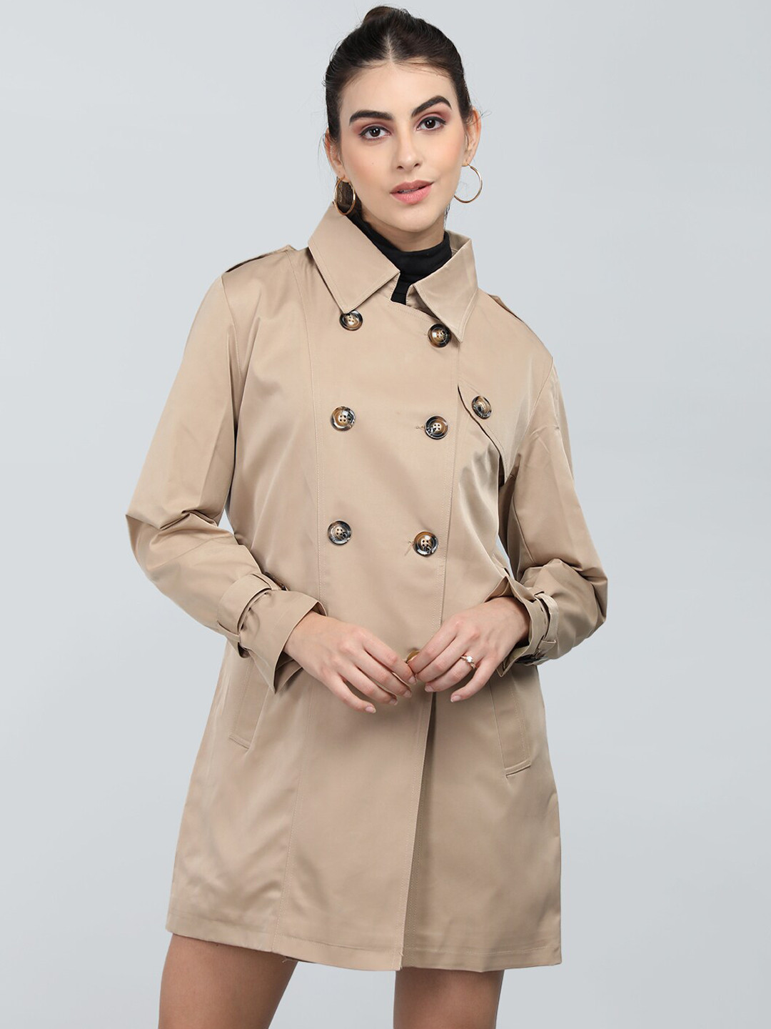 CHKOKKO Double-Breasted Trench Coat