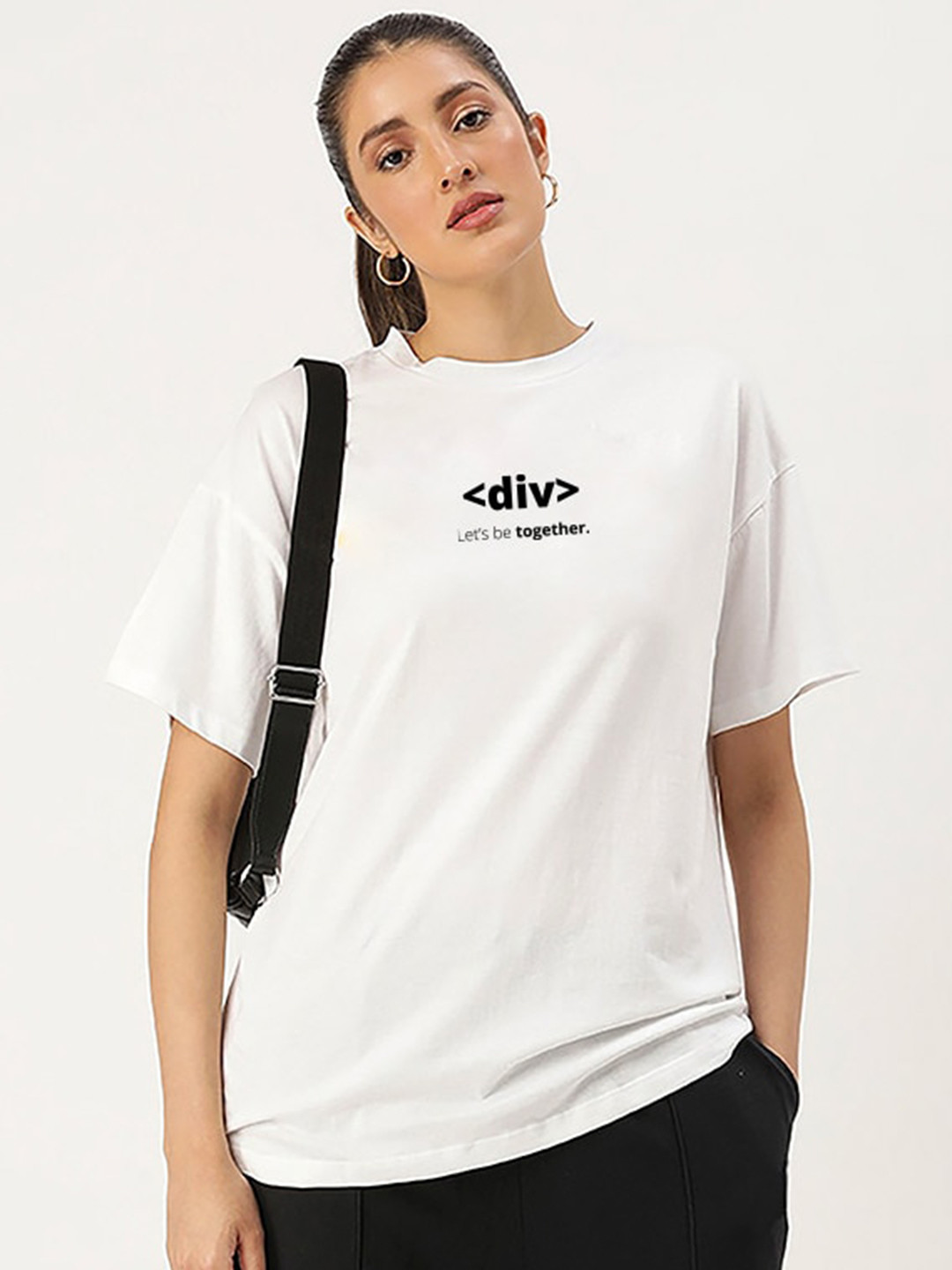 Harvard Off White Typography Printed Drop-Shoulder Sleeves Cotton Oversized T-shirt