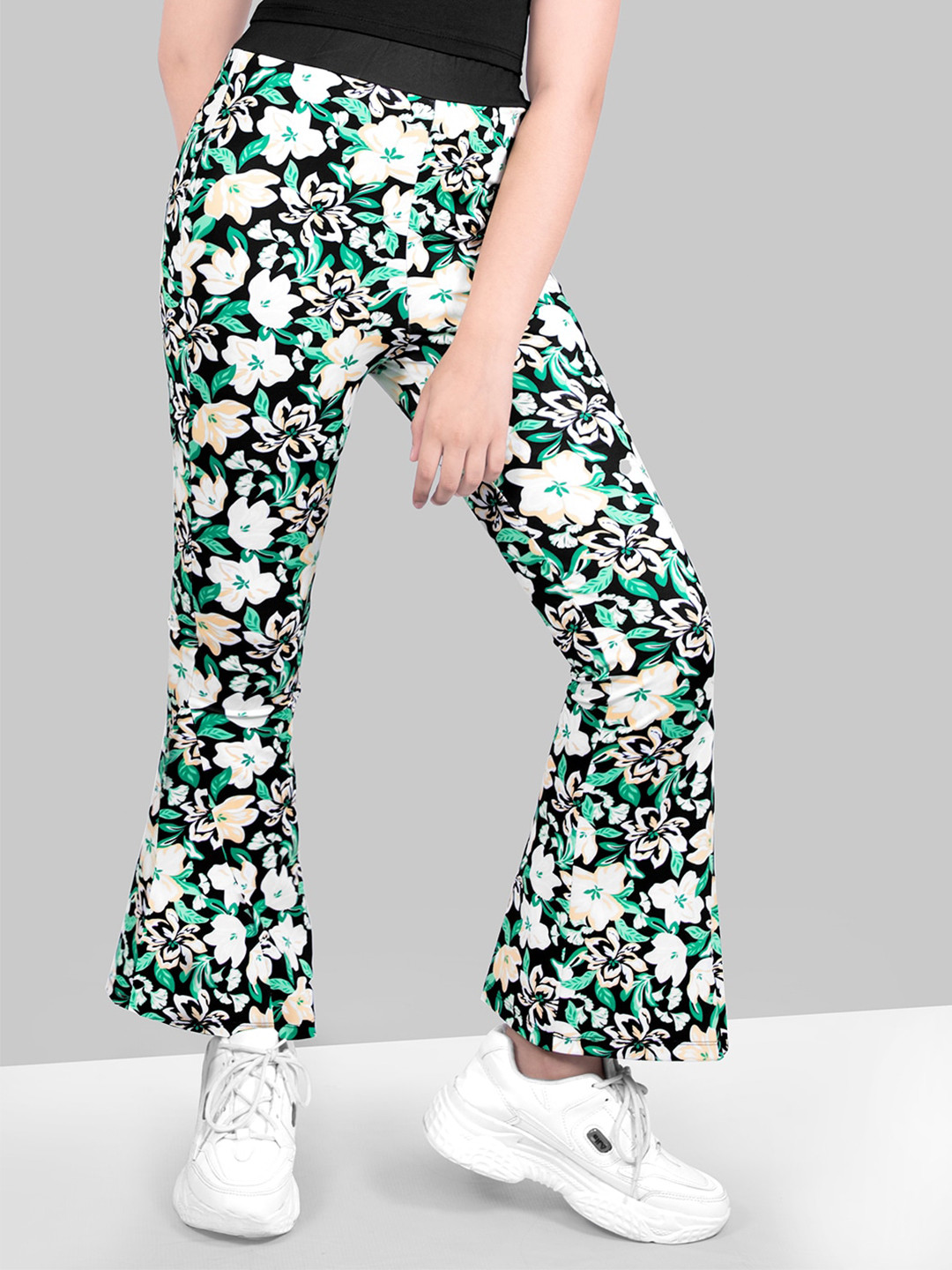 Naughty Ninos Girls Skinny Fit Printed Flared Jegging