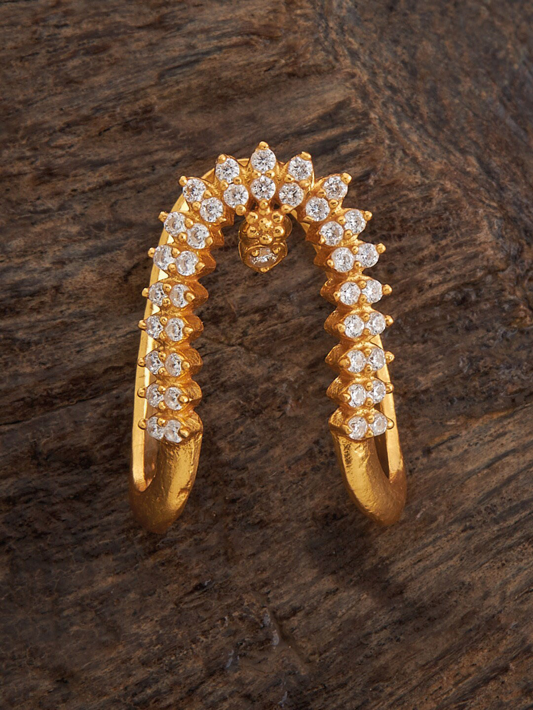 Kushal's Fashion Jewellery Embellished Bridal 92.5 Silver Gold-Plated Adjustable Ring
