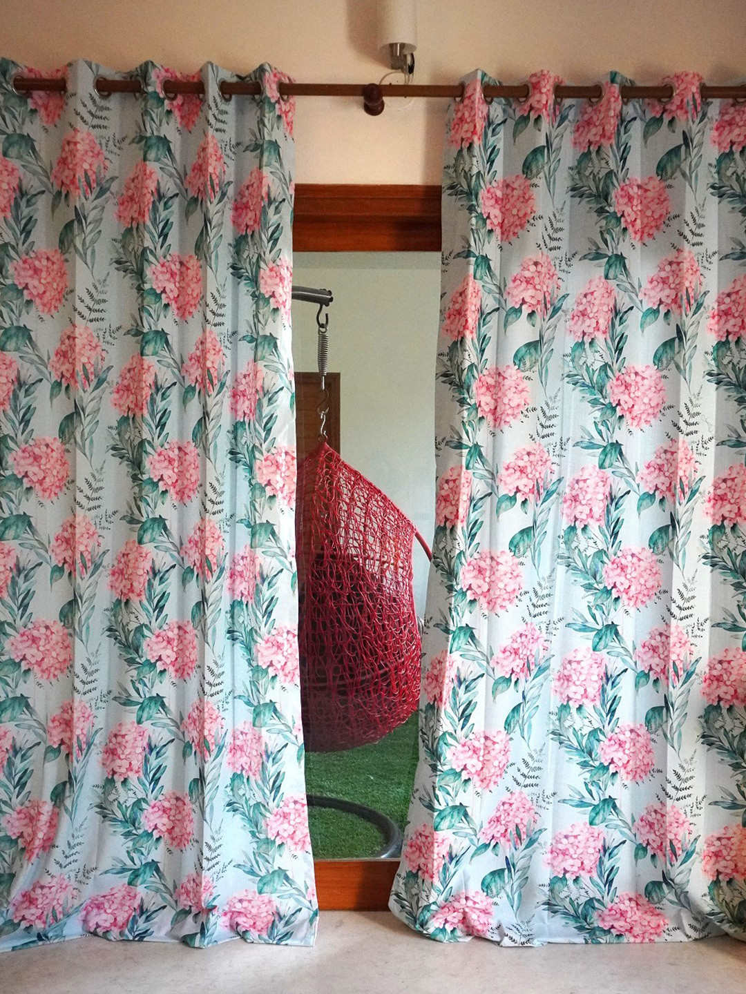 TARA- Sparkling Homes Blue & Green Floral Window Curtain