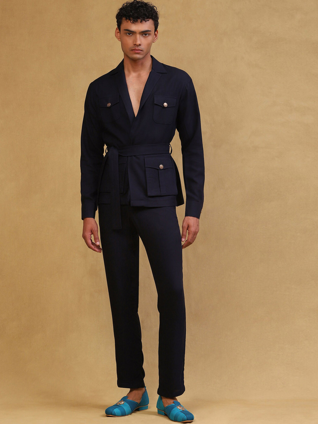 Soniya g Linen Shirt & Trousers With Belt