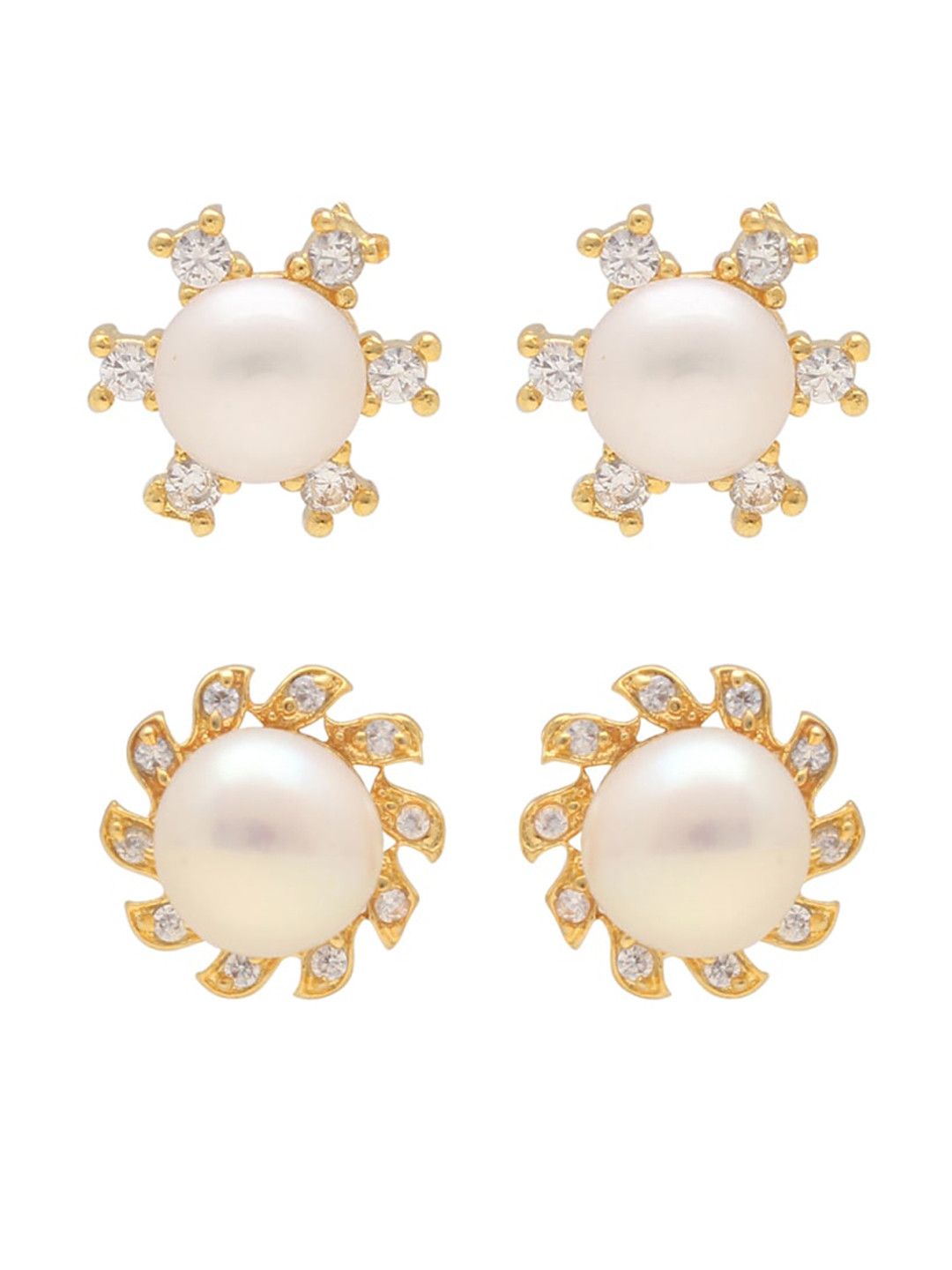Sri Jagdamba Pearls Dealer Set Of 2 Gold-Plated Beaded Circular Studs