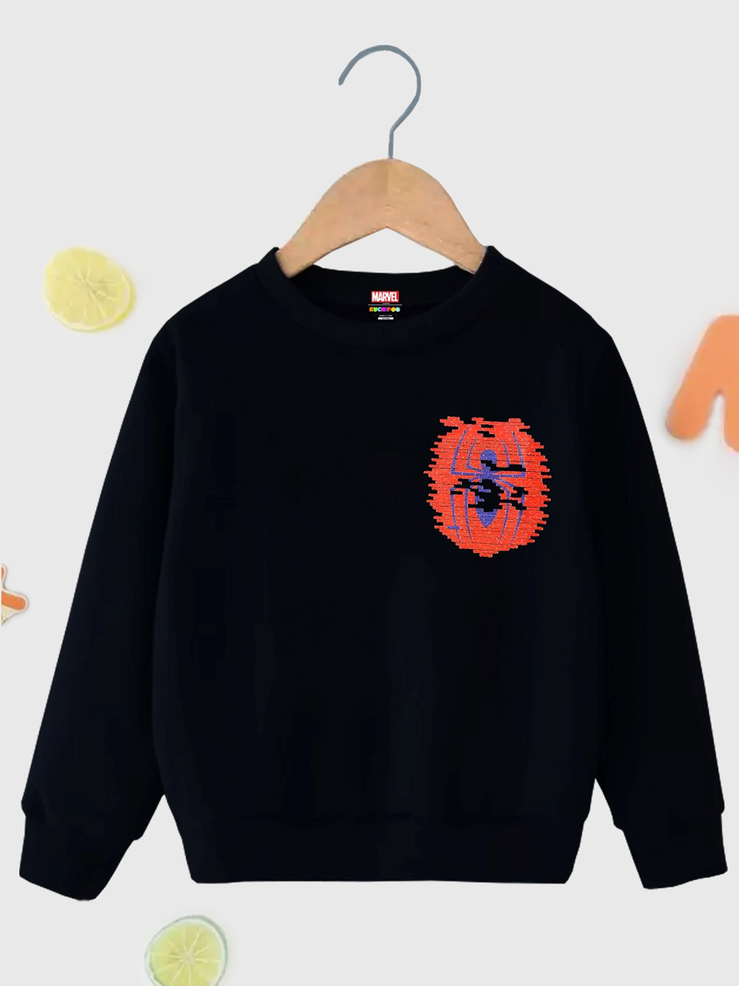 KUCHIPOO Kids Spider-Man Printed Fleece Pullover Sweatshirt