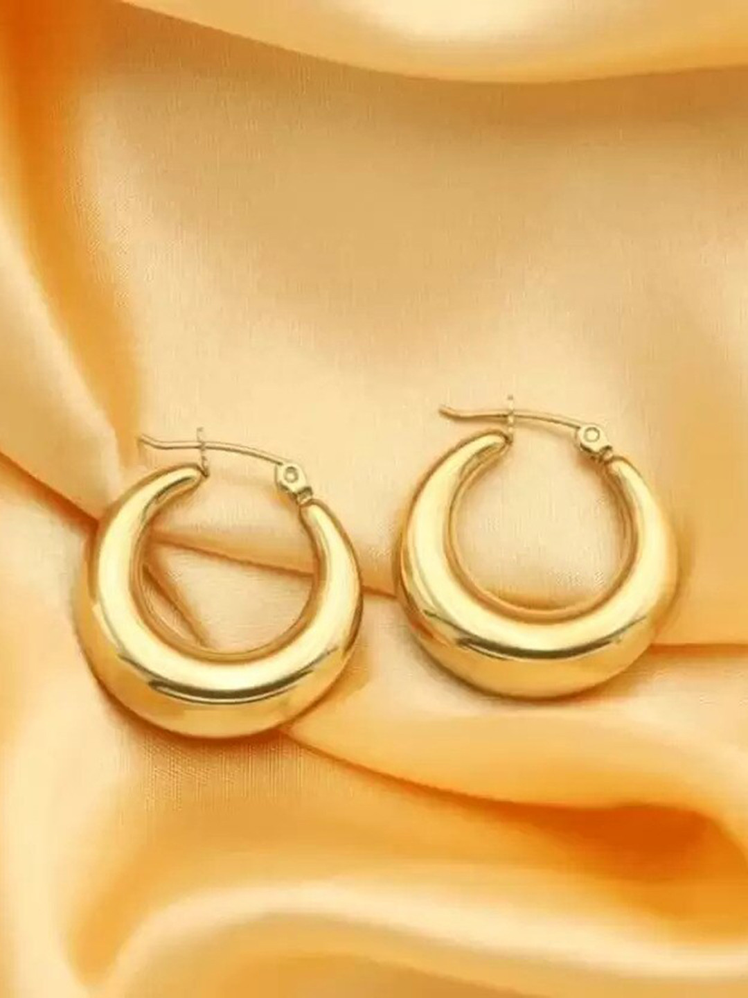 KRYSTALZ Gold-Plated Stainless Steel Circular Hoop Earrings