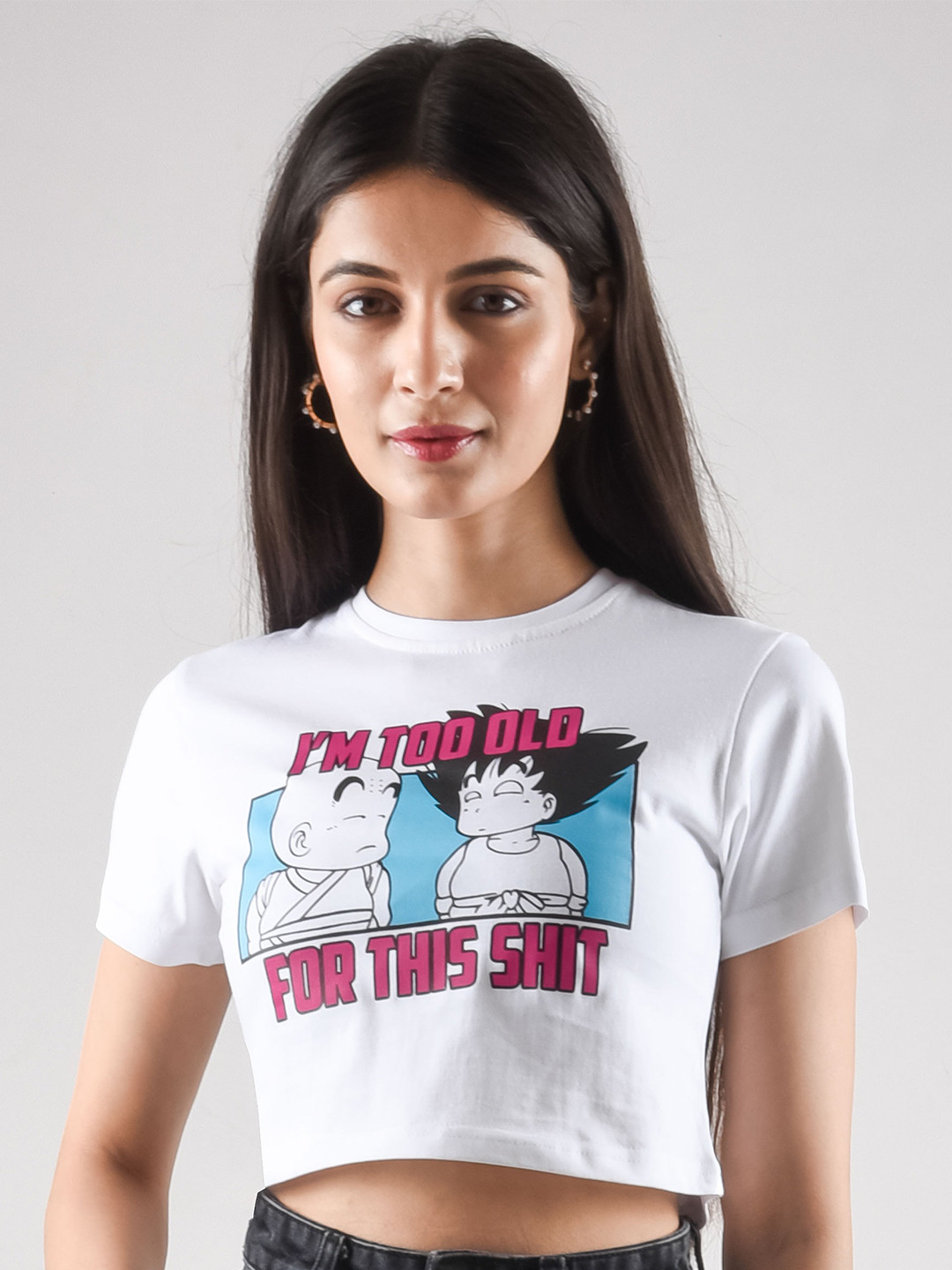 COMICSENSE Dragon Ball Printed Bio Finish Slim Fit Cotton Crop T-shirt