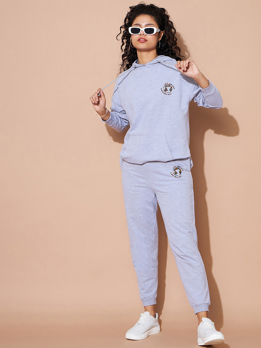 SASSAFRAS BASICS Embroidered Hoodie Long Sleeve Oversized Co-Ords