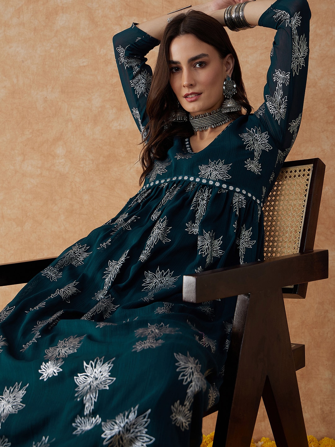 Sangria blue clearance anarkali