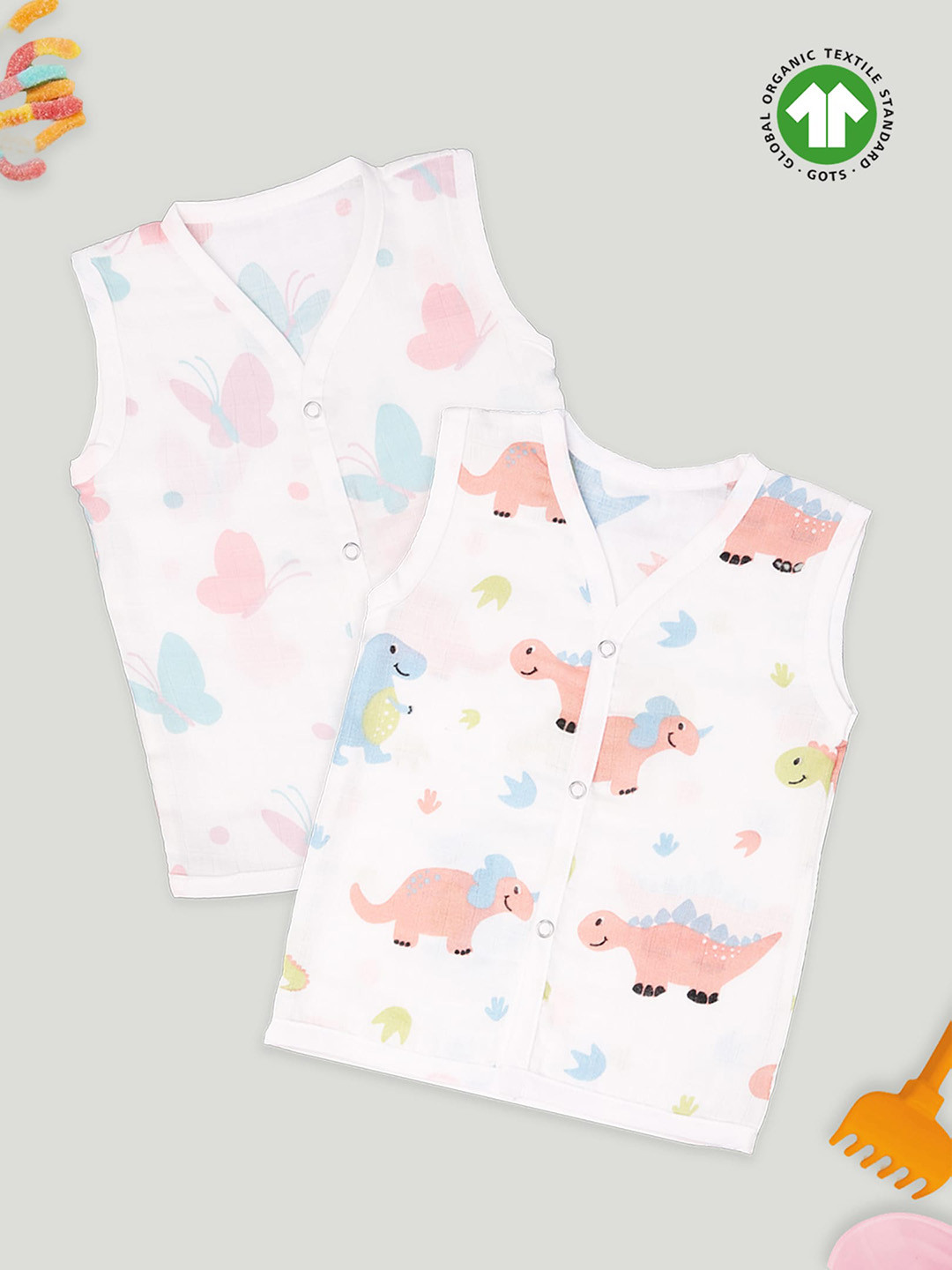 Kidbea Infants Pack Of 2 Printed Jhablas KB23BD2_03