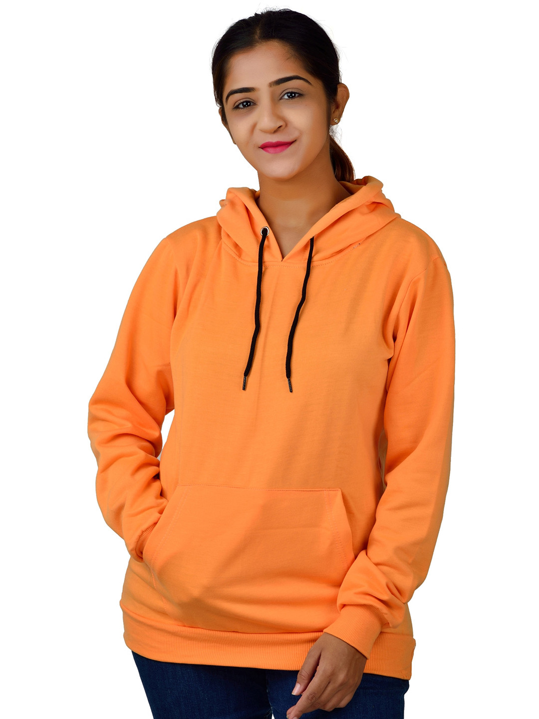 Divra Clothing Long Unisex Long Sleeves Fleece Hooded Pullover Sweatshirt