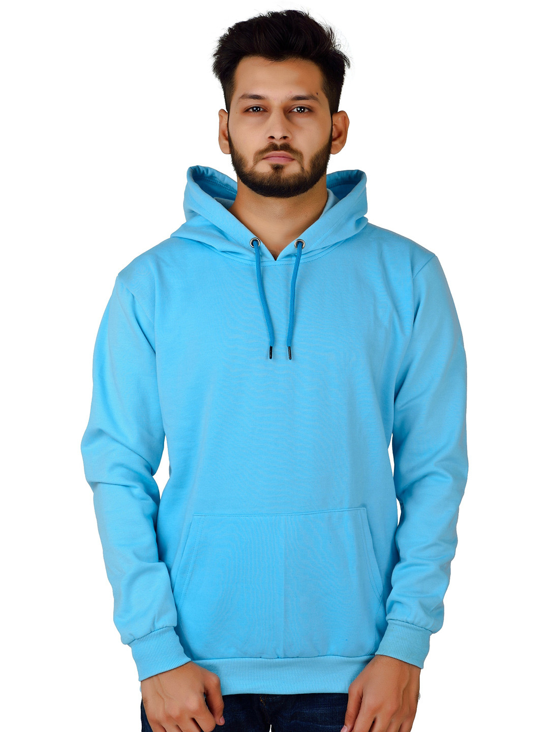 Divra Clothing Unisex Turquoise Blue Hooded Sweatshirt