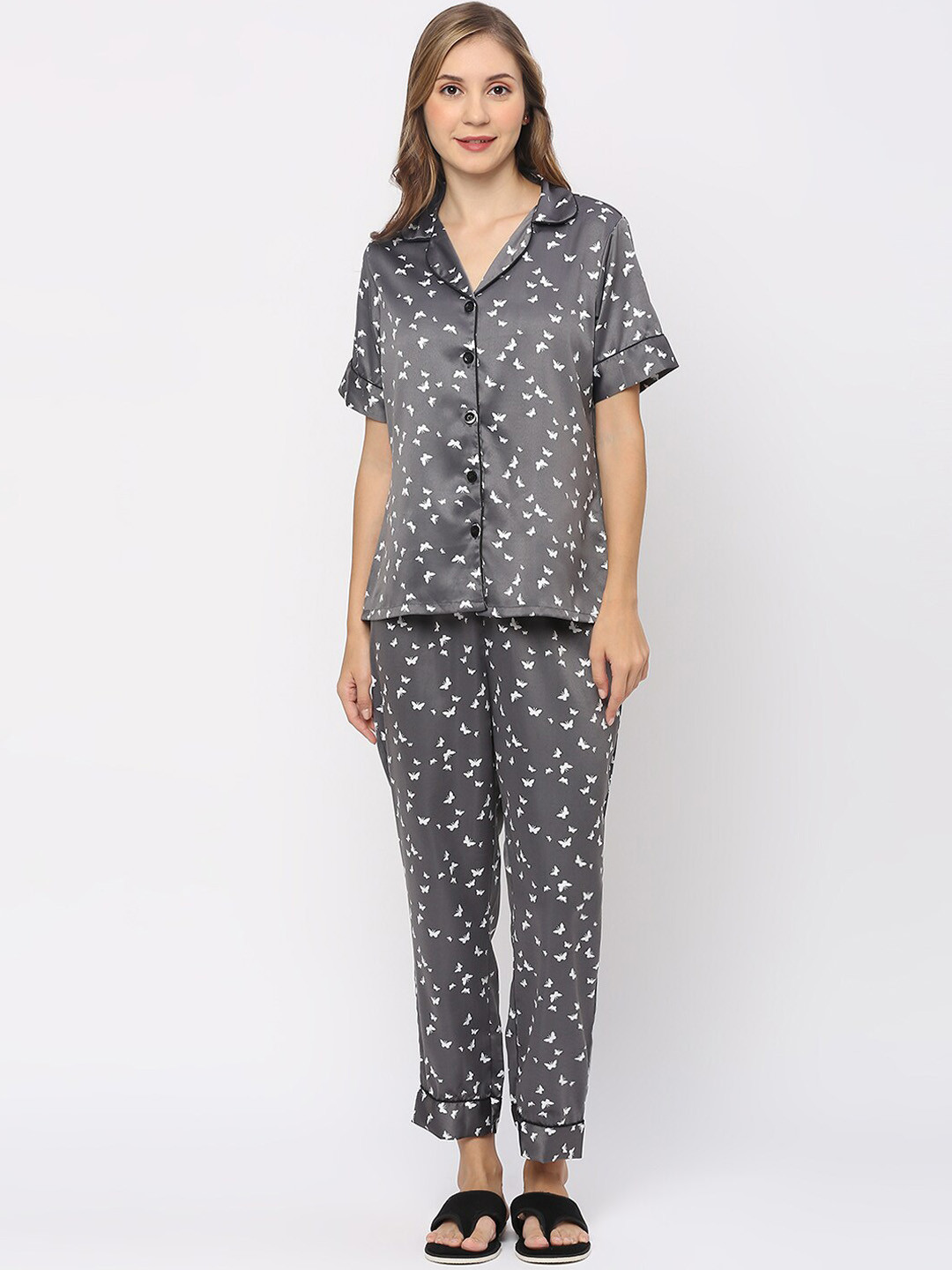 Smarty Pants Printed Satin Night suit