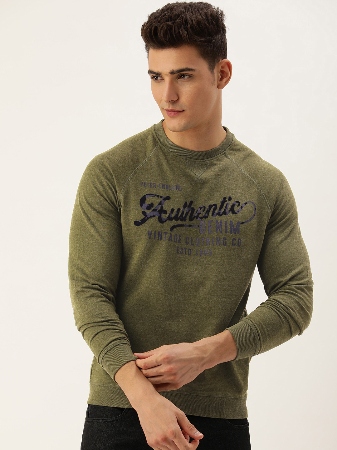 Peter England Graphic Typography Printed Sweatshirt