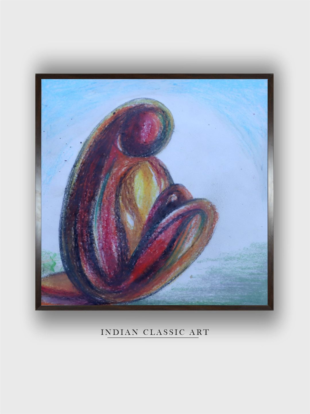 INDIAN CLASSIC ART Blue & Black Indian Folk Painting Wall Art