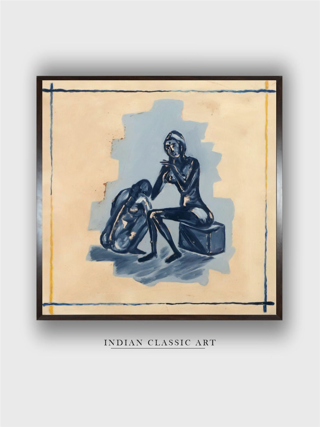 INDIAN CLASSIC ART Beige & Grey Indian Folk Painting Wall Art