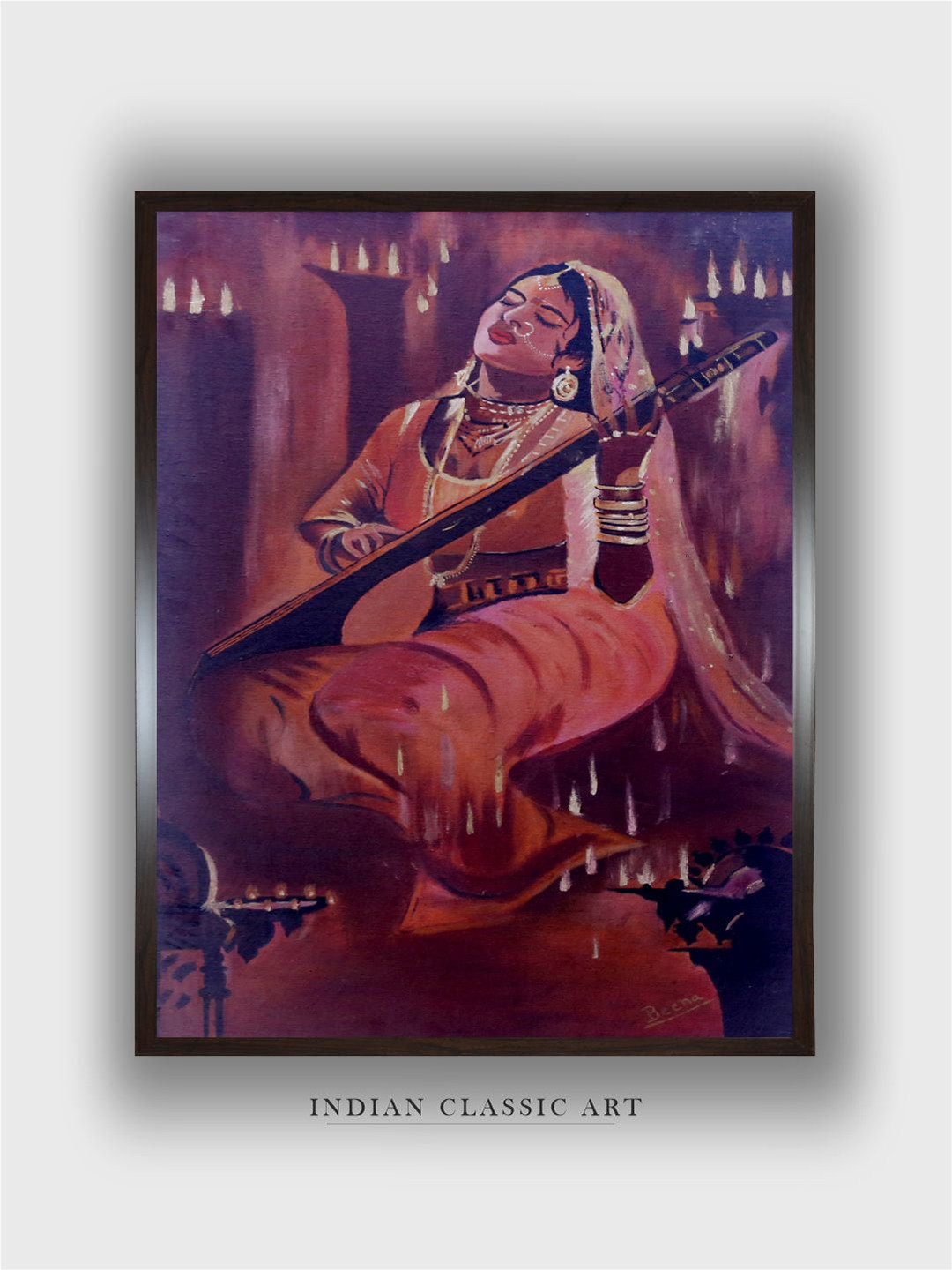 INDIAN CLASSIC ART Brown & Purple Indian Folk Painting Wall Art