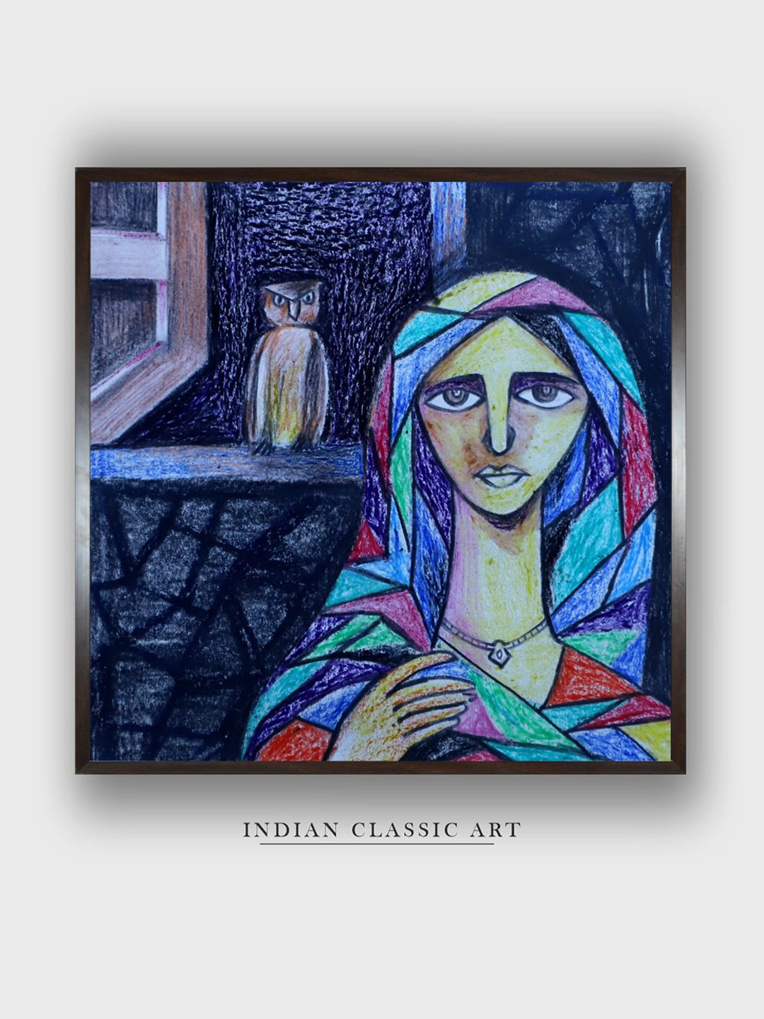 INDIAN CLASSIC ART Blue & Black Indian Folk Painting Wall Art